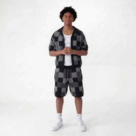 Ensemble short tee-shirt à carreaux